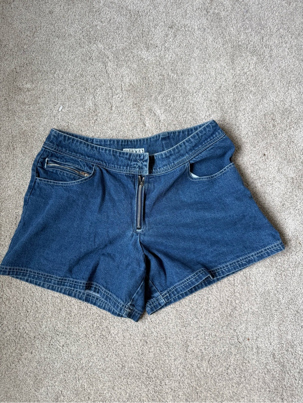 Womens 13/14 Highway blue denim shorts with zipper & button: summer cotton